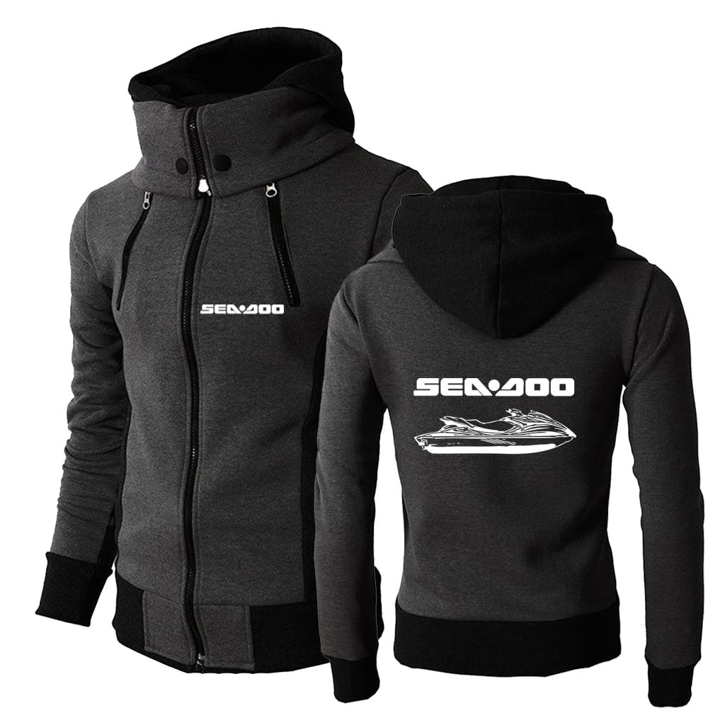 Sea Doo Seadoo Moto Men's New Long Sleeve Print Autumn Casual Solid Color Double Zipper Hoodie Slim Fit Comfort Streetwear Tops