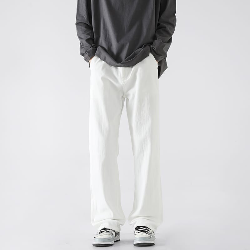 Trendy Brand Fashion Spring and Autumn New Men's Solid Pockets Zipper High Street Casual Versatile Loose Cowboy Straight Pants