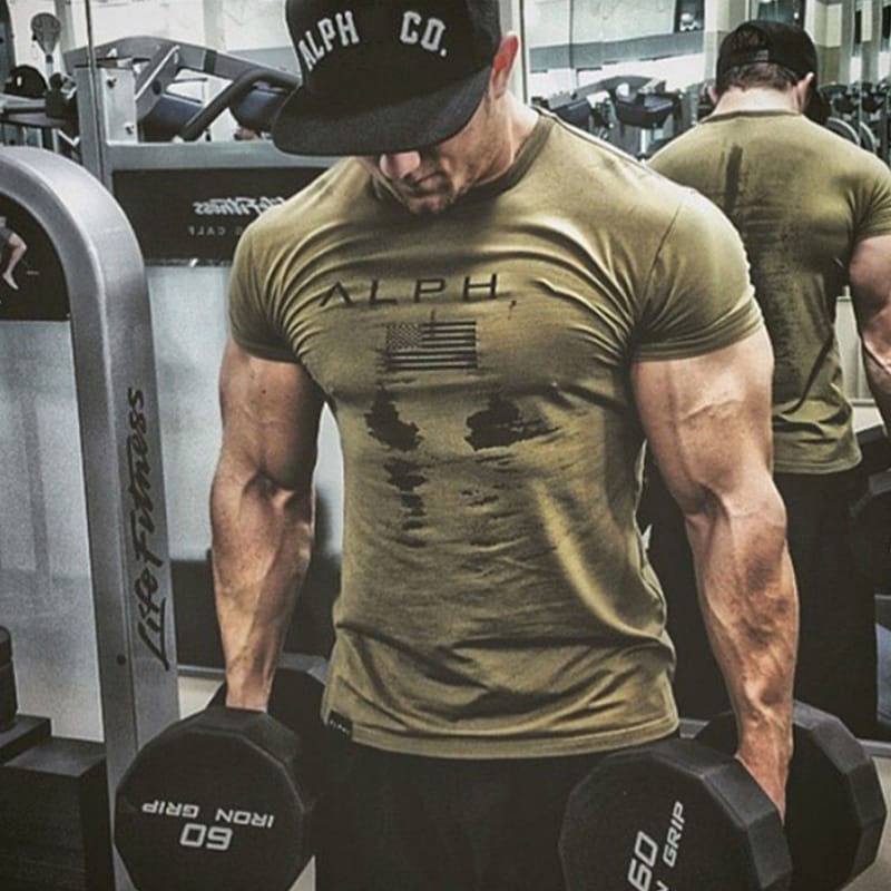 Summer Fashion Men's Casual Short Sleeve T-shirt Sports Cotton Tight Tee Top Male Gym Fitness Clothing Bodybuilding Sweatshirt