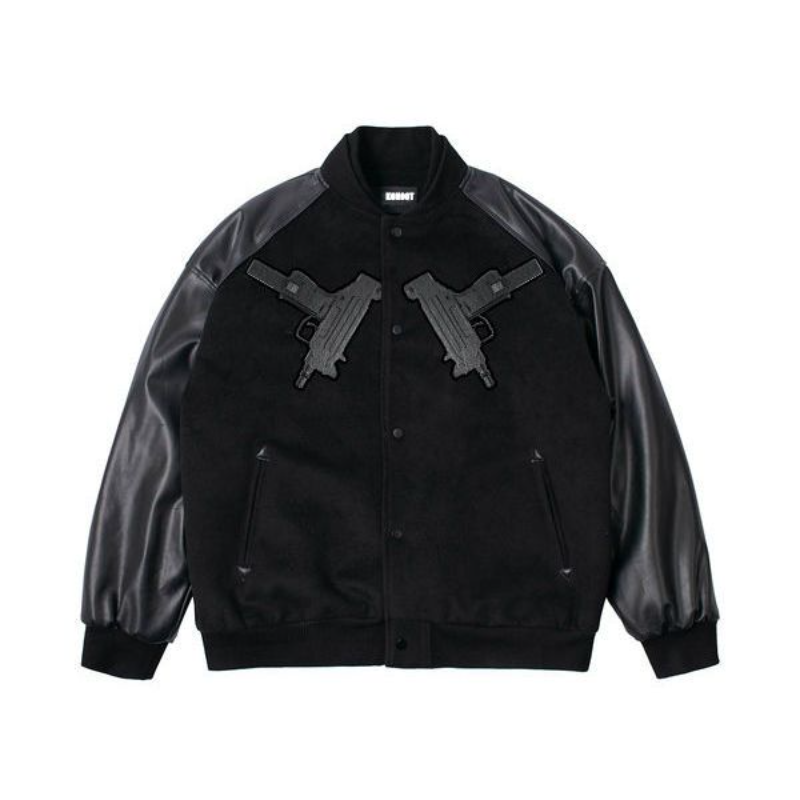 Double-gun stitching embroidered woolen baseball uniform jacket loose tide brand American coat men's street installed quality