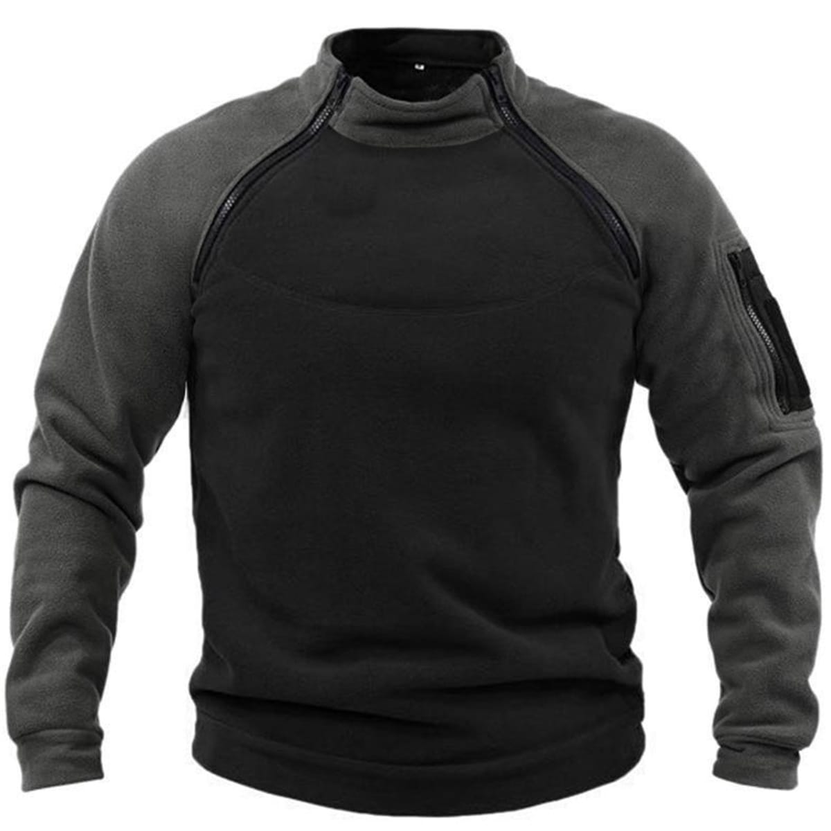 Men's Fashion Solid Color Fleece Casual Windproof Outdoor Warm And Breathable Pullover Zipper Sports Top Hoodie Thick Sweater