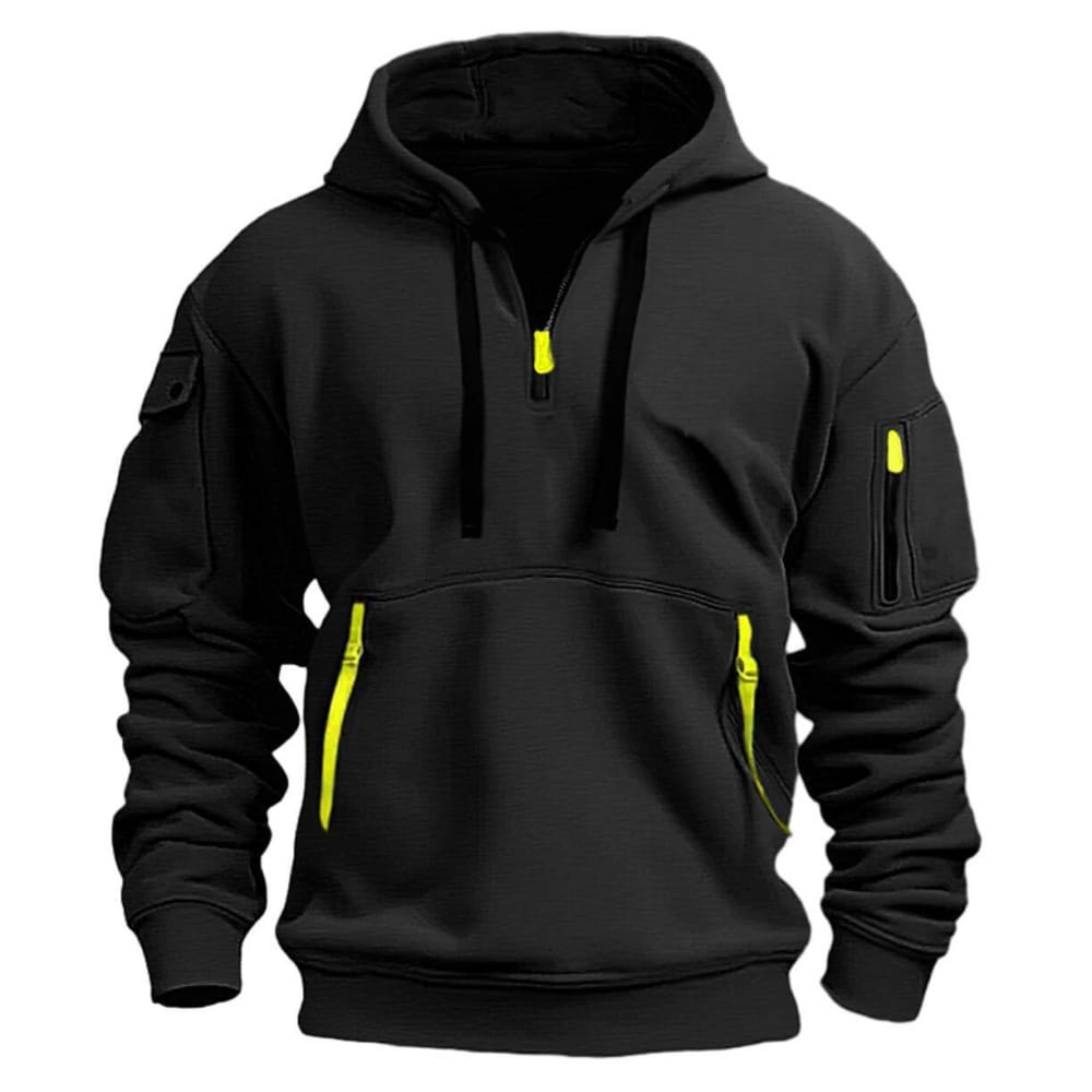 2024 Autumn and Winter New Men's Personality Trend Multi-zipper Pocket Hoodie Fashion Casual Sweater Coat Sweatshirts for Men