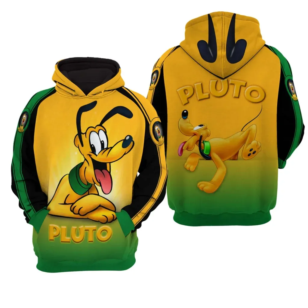 Disney Pluto Dog 3D Hoodie Men's and Women's Casual Sweatshirts Disney Fashion Vintage Zip Hoodie Disney 3D Hoodie