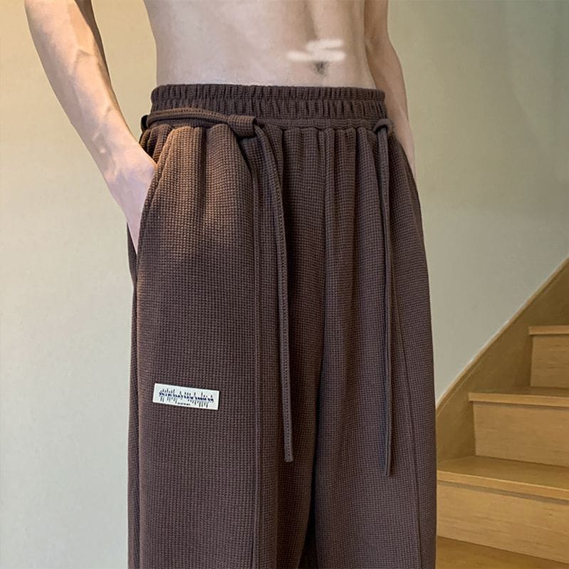 Japanese Khaki Pants Men's Summer Straight Tube Drape Waffle Casual Pants Loose Fashion Sports Pants