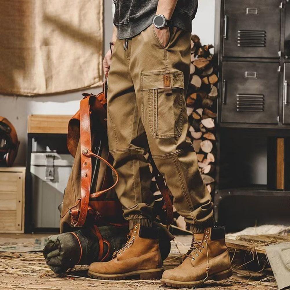 Men Pants Men Outdoor Trousers Stylish Men's Cargo Pants with Multiple Pockets Elastic Waist Ankle-banded Design for High Street