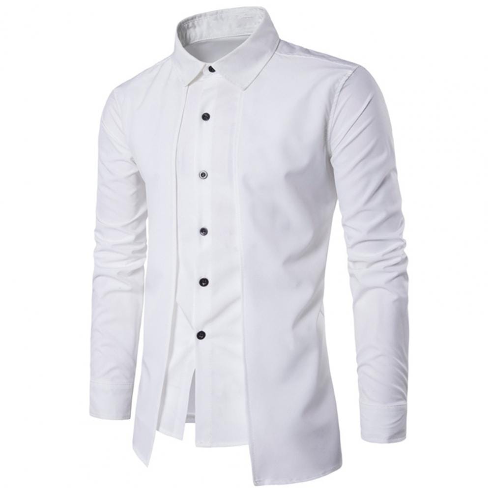 Men Shirt Stylish Men's Single-breasted Cardigan Slim Fit Stand Collar Long Sleeve for Fall Spring Business Attire Long Sleeve