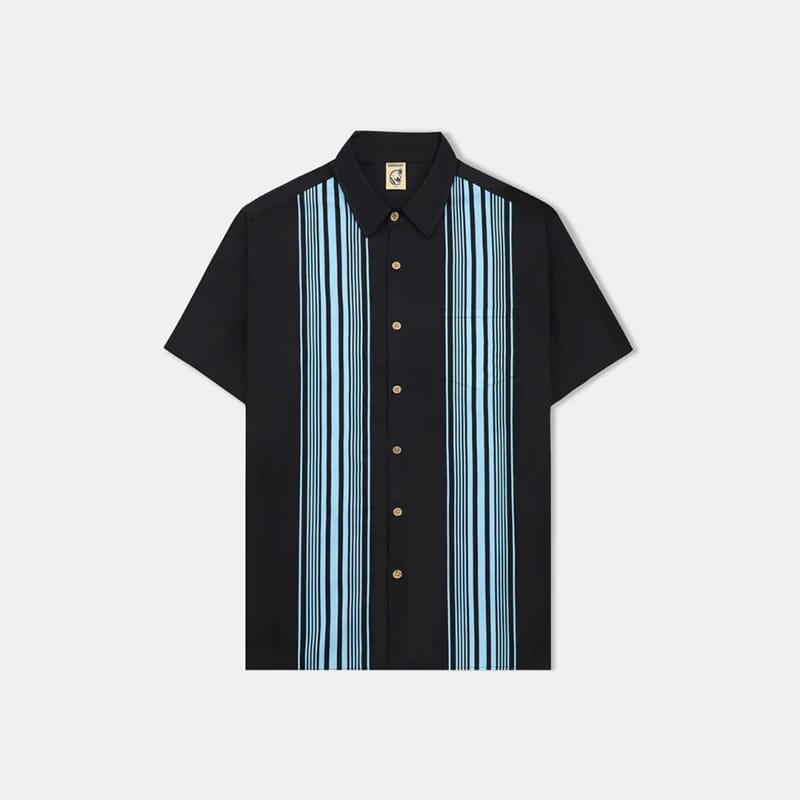 Men's Stripe Shirts Casual Laple Button Tops Summer Hawaii Fashion Beach Shirt Street High Quality Short Sleeve Men Clothing
