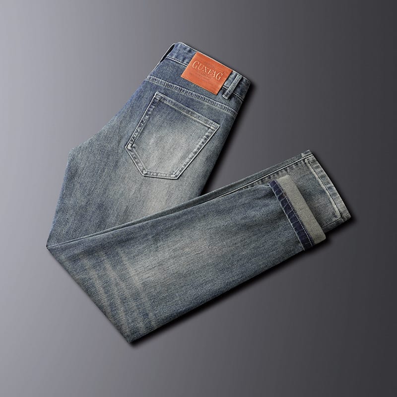 2024 high-end affordable luxury jeans men's business slim fit skinny high stretch casual all-match fashion pants