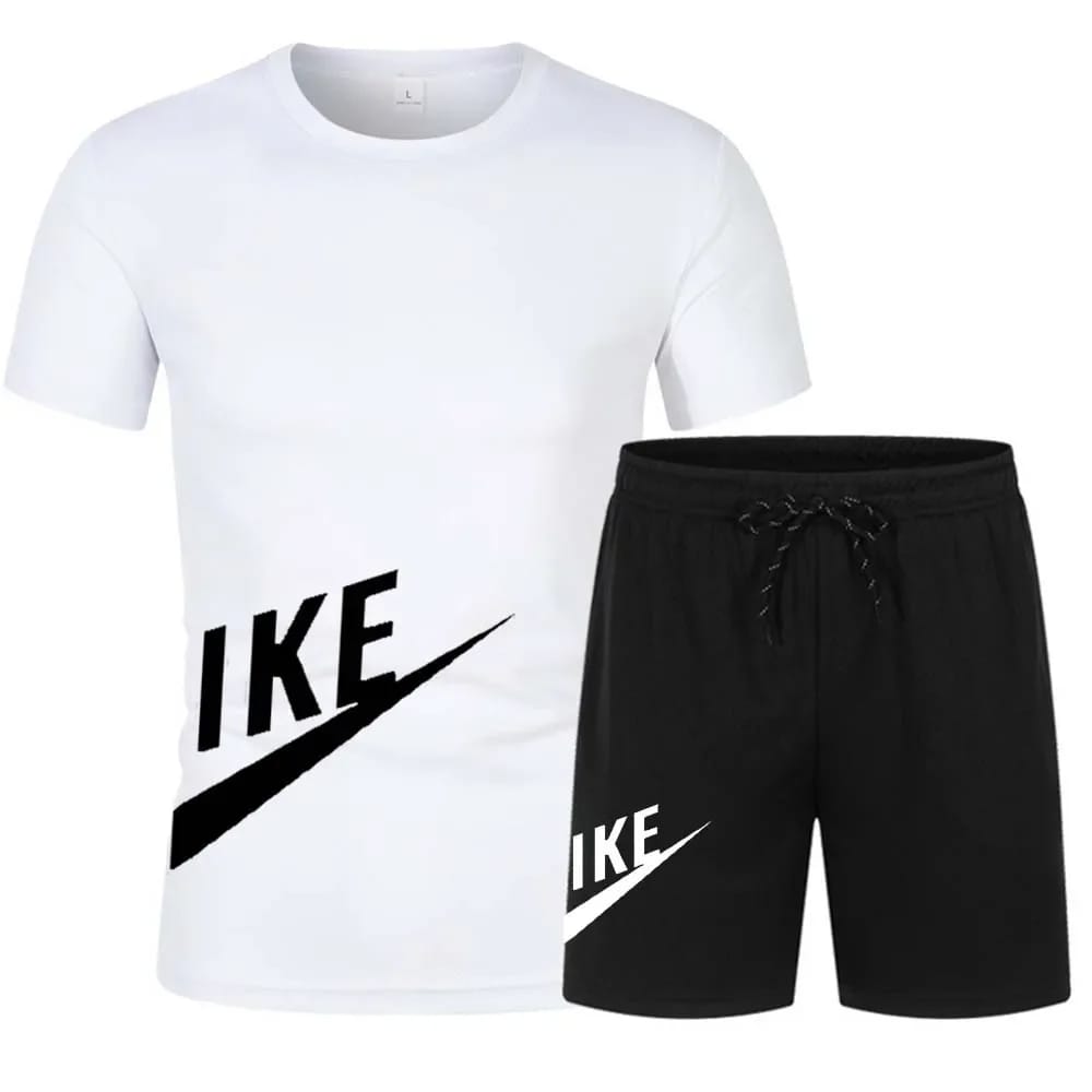 New Design Men's sports sets printed Slim Fit short sleeved T-shirt+shorts Fashion Mesh 2-piece sets for Men Brand summer