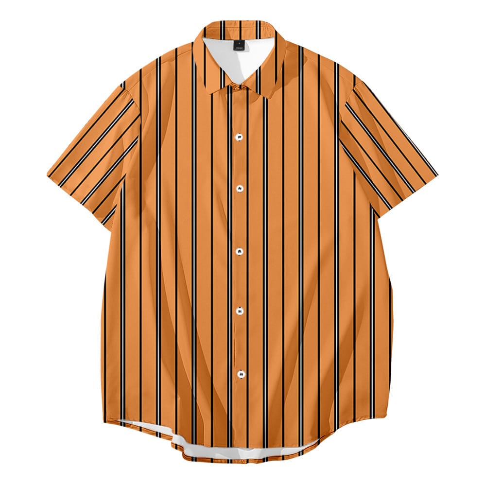 Breathable Short Sleeve Shirt Summer Stripe Top Men's Fashion Hawaii Beach Casual Loose Plus Size Shirt