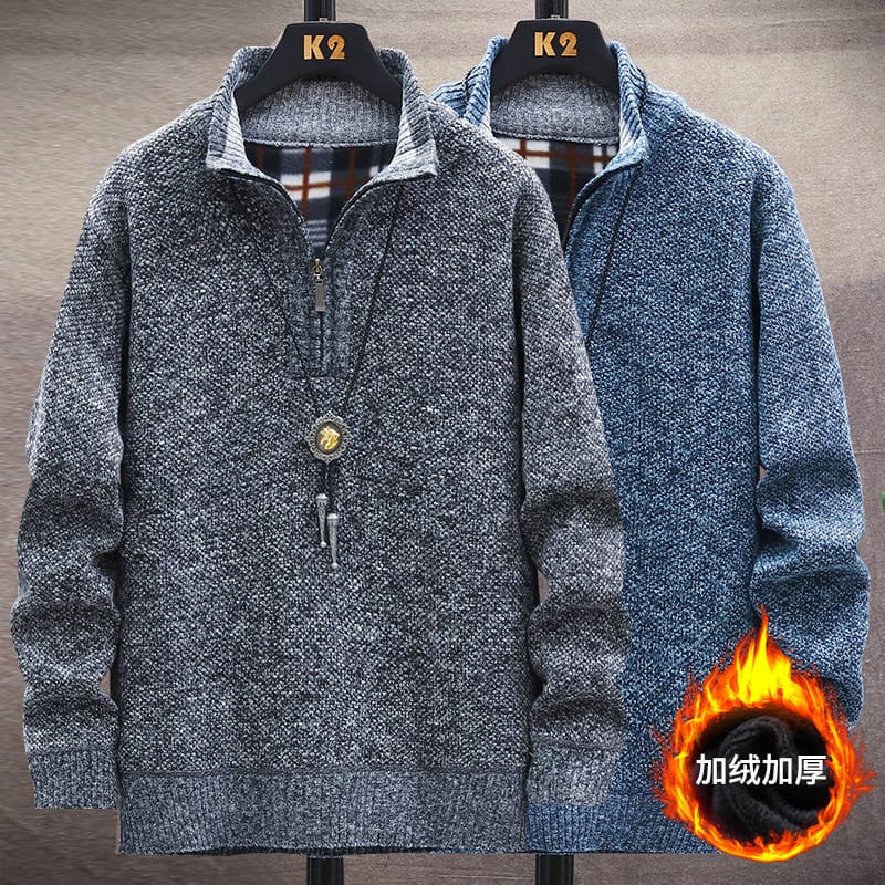 Men Pullover Thicker Sweatshirts Half Zipper Pullover for Male  Sweatshir Autumn Solid Color Turtleneck Sweaters Men's Coat