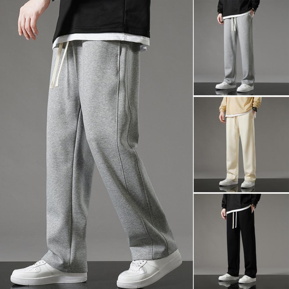 Drawstring Waist Joggers Men's Drawstring Elastic Waist Wide Leg Sweatpants with Pockets for Wear Sport Activities Fall Spring