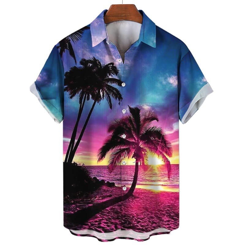 Summer Hawaiian Shirts For Men 3D Print Seaside Beach Vacation Shirt Tops Short Sleeve Casual Men's Blouse Camisas