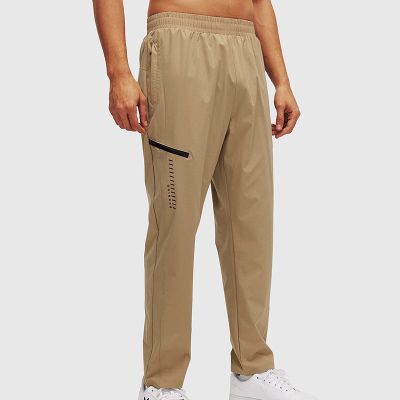 Men's Lightweight and Breathable Sports Pants, Summer Ice Silk Nude Feeling, Quick Drying, Loose Casual Zipper Pants