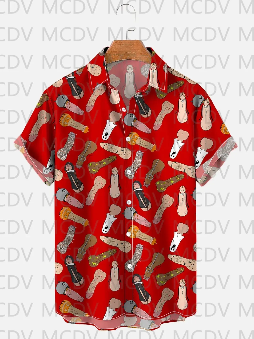 Tropical Funny 3D Printed Men's Shirt Big Dick Casual Oversized Men's Clothing for Passionate and Spicy Beach Wear Holidays