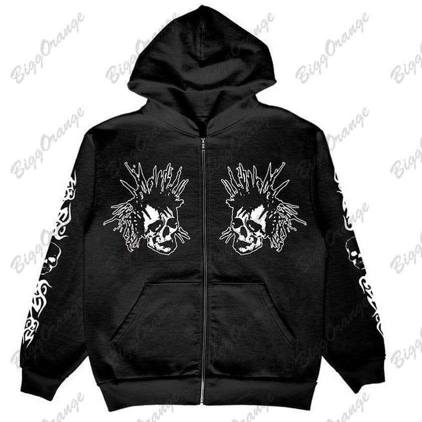 American Gothic arm skull print sweatshirt chest double portrait sweatshirt hoodie 2022 new top men's and women's sweatshirt