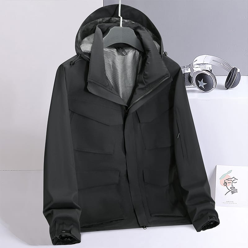 Spring and Autumn Men's Mountaineering Jacket Outdoor Waterproof and Durable Multi Pocket Hunting Coat Simple Retro Men's Top