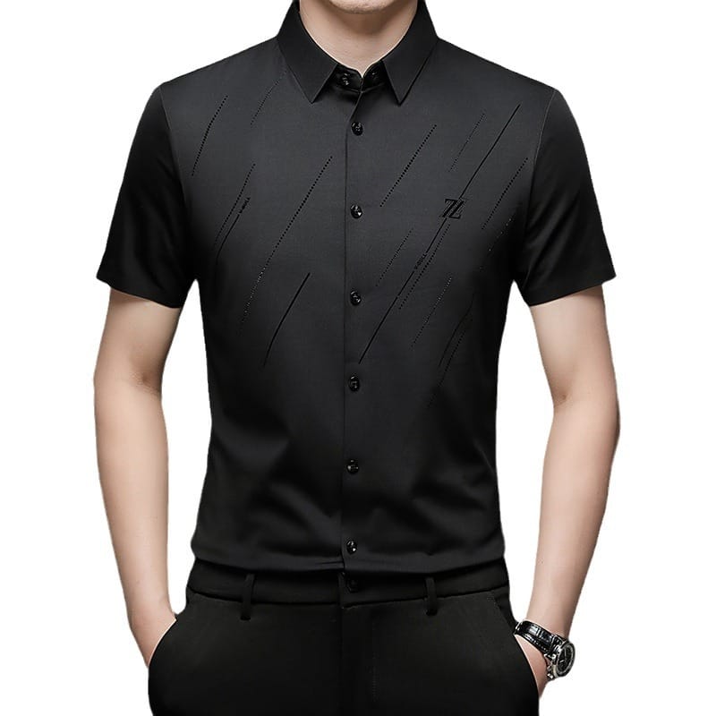 Seamless Short Sleeve Shirt Summer New Men's Lapel Short Sleeve Shirt Fashion Casual Top T-shirt