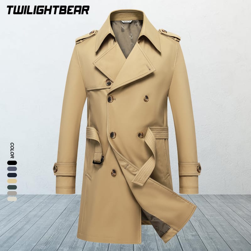 Solid Classic Men's Trench Coat Plus Size Windbreak High Quality Business Casual Wind Coat Men Clothing M-8XL A2F7987