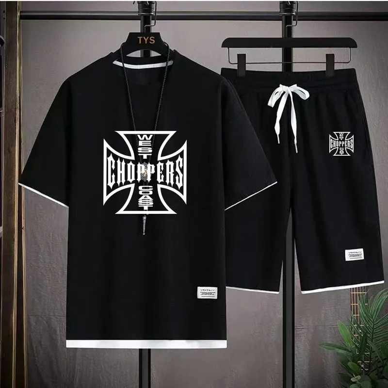 Men's designer clothing Breathable casual T-shirt + shorts two-piece summer loose sportswear Fitness jogging wear short-sleeved
