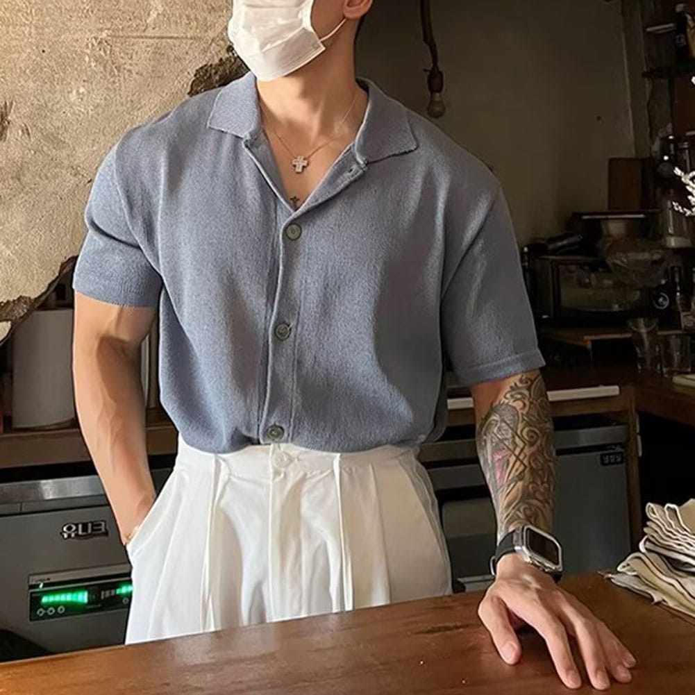 Casual Men's Shirt Daily Fit Holiday Male Regular Shirts Slight Stretch Summer Vacation Fashion Hot New Stylish