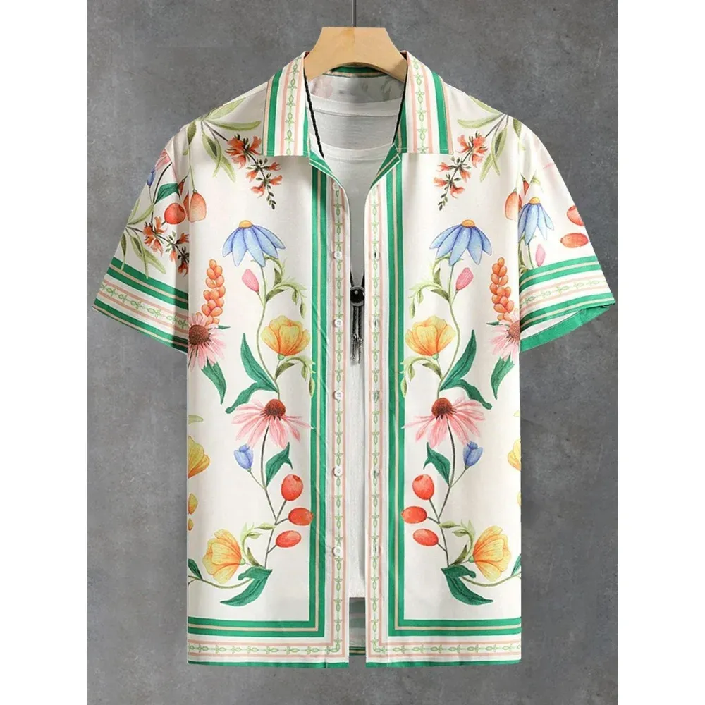 Men's Shirt Summer Casual Fashion Short Sleeved Shirt For Men Loose Breathable Hawaiian Shirt Man Casual Men's Clothing Top