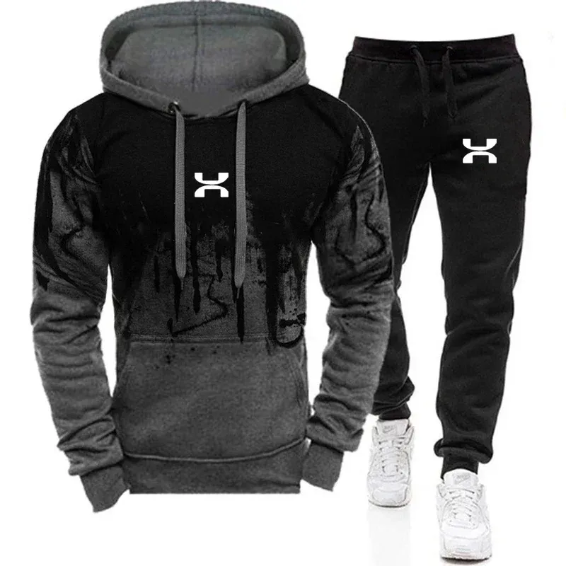 2024 New Men's Sets Spring Autumn Hoodie and Pants 2 Pieces Casual Tracksuit Male Brand Running Jogging Sportswear Suit