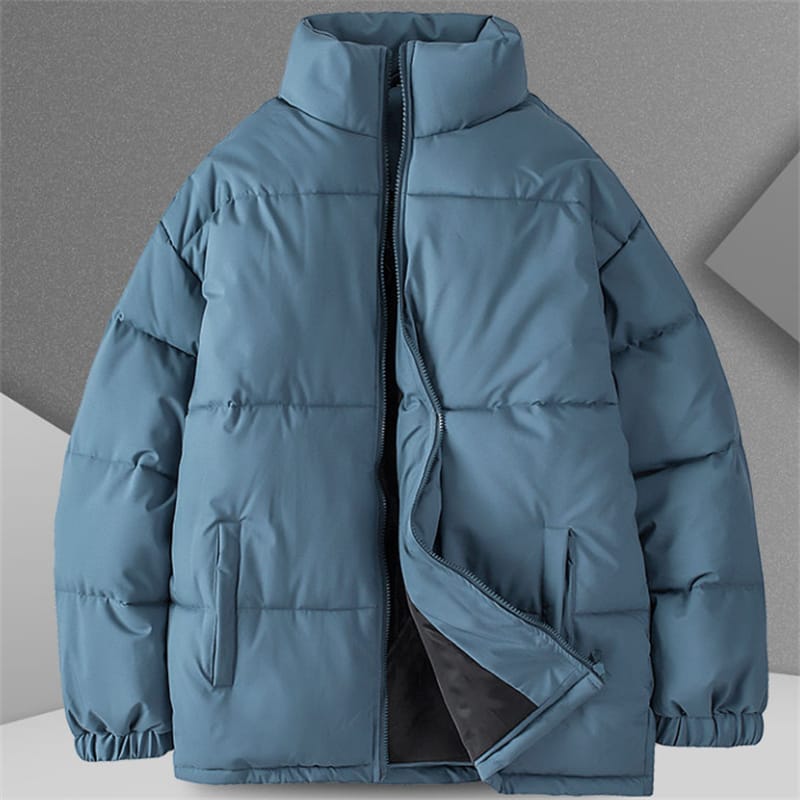 2024 New Men's Cotton Clothes Stand Collars Warm Coats Casual Trendy Men's Fashion Zipper Overcoat Men