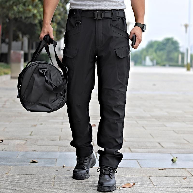 Spring Autumn New Fashion Solid Color Elastic Waist Drawstring Men's Clothing Pockets Chaopai Bound Feet Casual Thin Cargo Pants