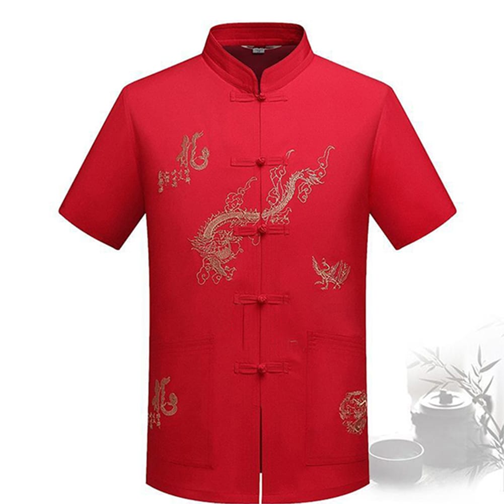 Classic Plus Size Cheongsam Shirt with Traditional Chinese Design for Men's Fashion Statement Where Tradition meets Modishness