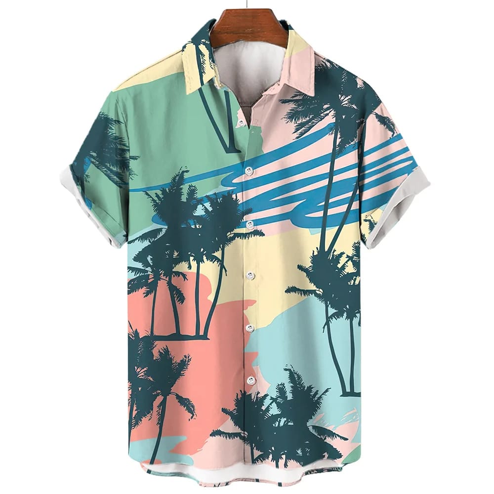 Coconut Tree Hawaiian Shirt Party 2024 Summer Men's Clothing Top Tshirt Men's Shirts Casual Shirt For Men Short Sleeved Fashion