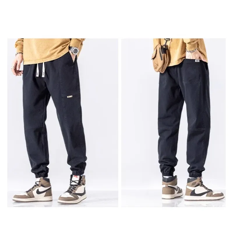 Pure cotton workwear pants, men's summer American loose fitting straight leg casual pants, men's trendy brand black wide leg spo
