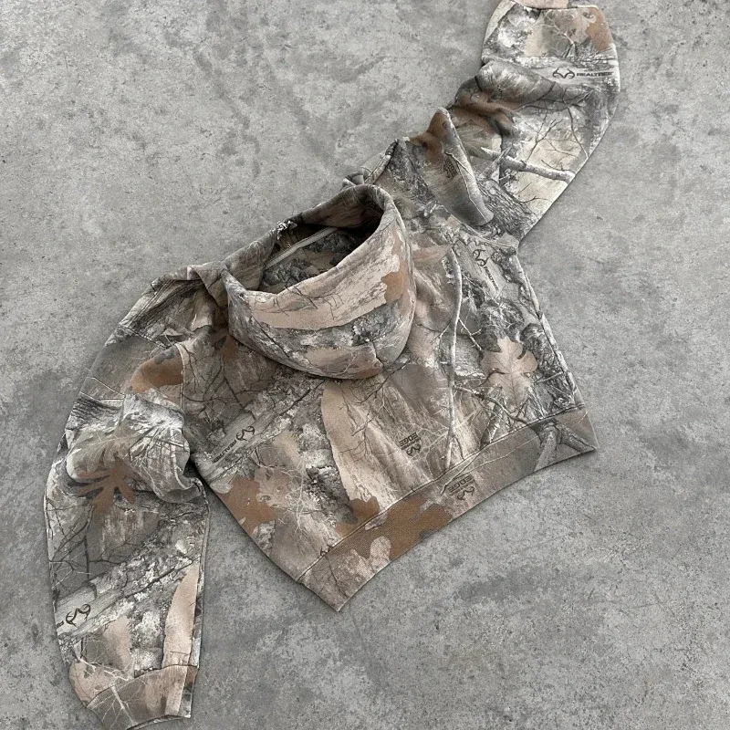 Military Fan Men's Clothing Oversized Camo Zipper Hoodie American Harajuku High Street Hip Hop Streetwear Universal Camo Hoodie