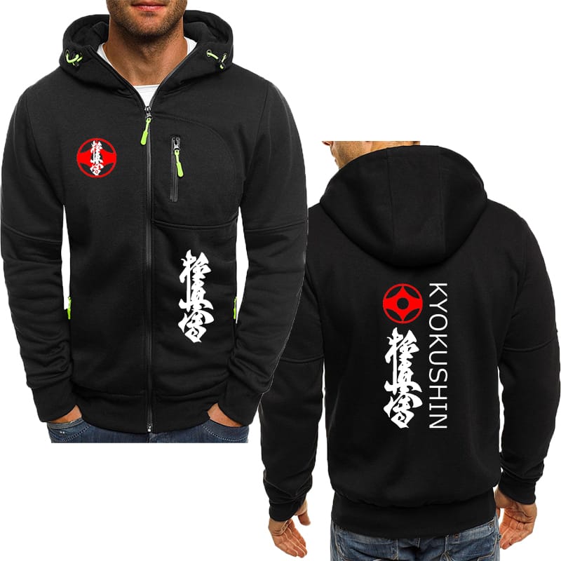 2024 Autumn Men's hoodie Kyokushin Karate Printed Hooded Long Sleeve Men Jacket Zipper Solid Color Casual Sweatshirt Clothing