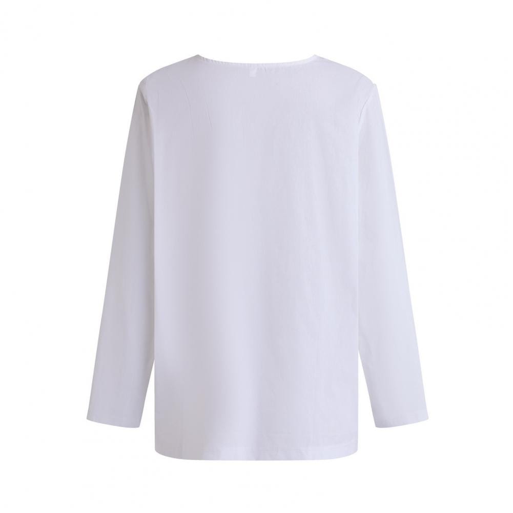 Men's T Shirt Cotton Linen Solid Color Loose Bottoming Clothes V Neck Men's Long Sleeved Shirt Sports Clothing Breathable