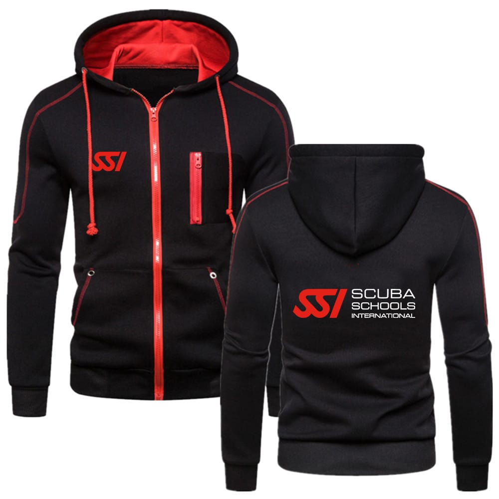 Spring Autumn Men's Scuba Diving Dive SSI Printing Double Zip Hooded Jacket High Street Popular Harajuku Style Casual Sweatshirt