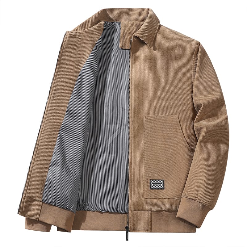 Men's Winter Jacket Vintage Khaki Corduroy Jacket Lambswool Loose Lined Winter Coats Trucker Cargo Workwear Multi-Pocket Outwear