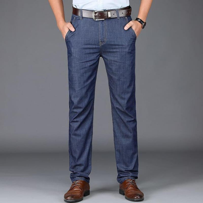 Fashion Zipper Button Pockets Solid Color Straight Jeans Men's Clothing 2024 Summer New Loose Business High Waist Trousers