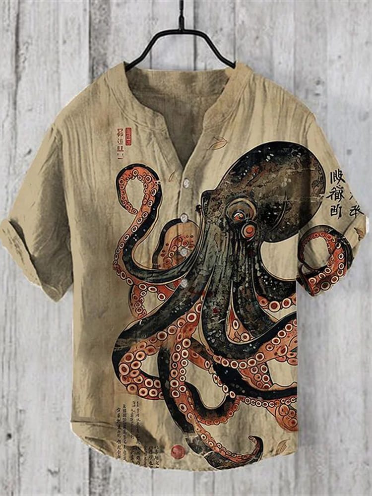 Cross border foreign trade hot trend 3D digital printing cool animal large men's V-neck shirt loose casual top wholesale