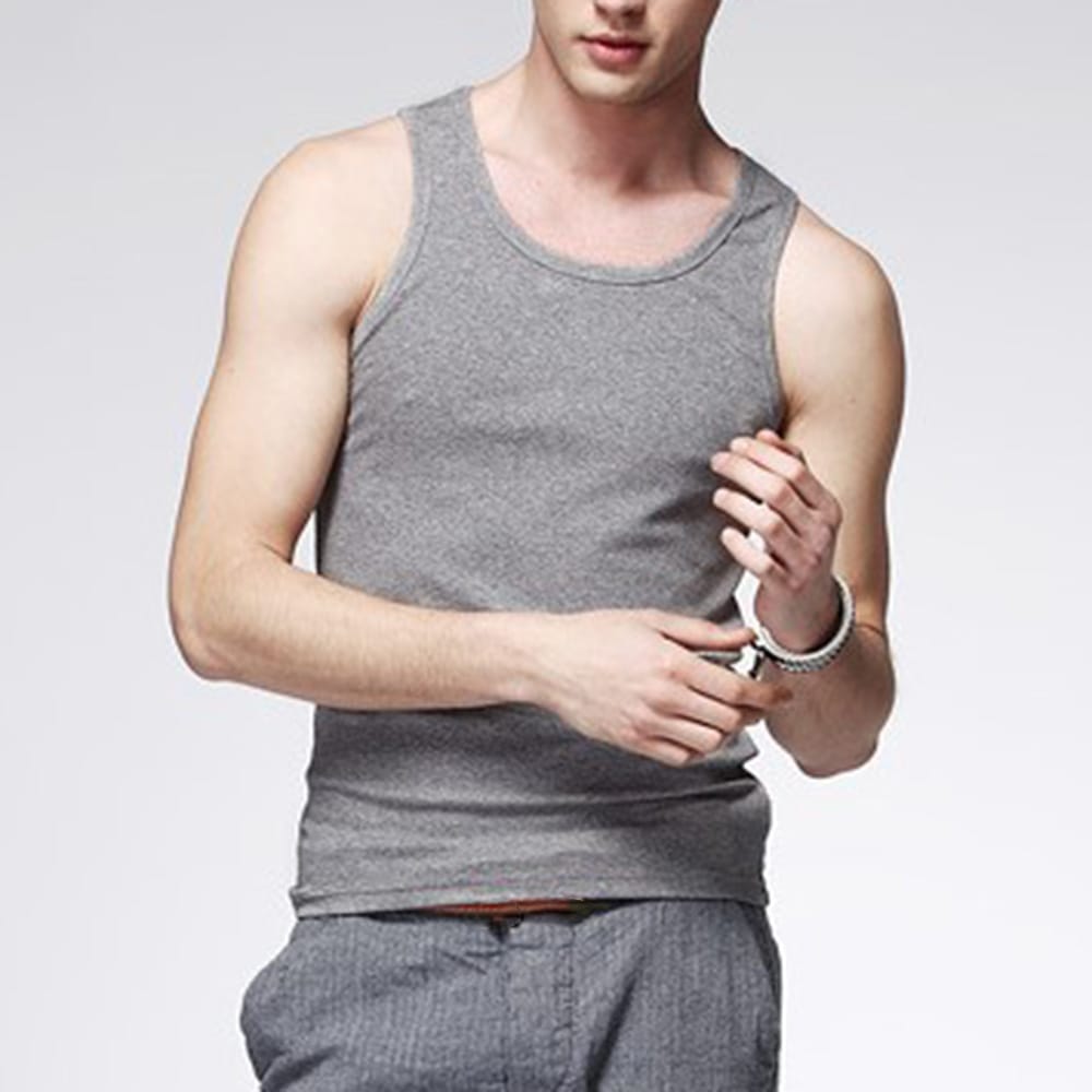 Summer Men's Round Neck Vests Tank Tops Gym Muscle Sports Training Plain Sleeveless T Shirt Men Clothing