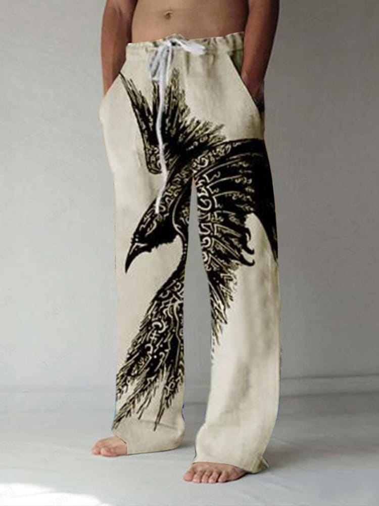 Cross border e-commerce exclusively for men's high waisted drawstring pants 3D printed street trendy wide leg pants casual pants