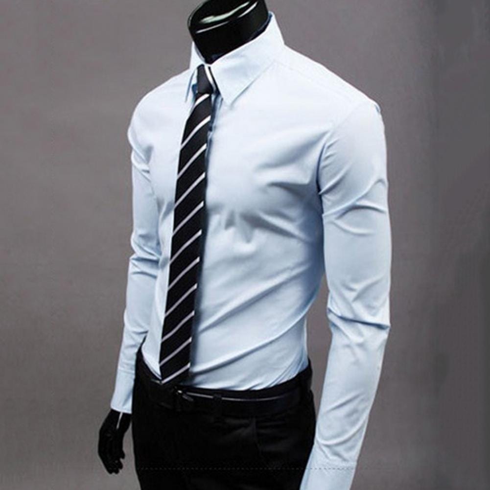 Fashion Men's Shirt  Comfortable Cotton Snap Shirt  Long Sleeve Slim Fit Dress Shirt