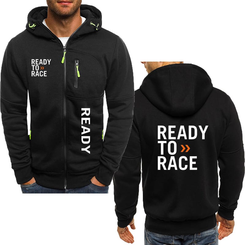 Autumn 2024 new Men's Hoodies Sweatshirts Cardigan Ready To Race print High Quality cotton Hooded Jackets sportswear