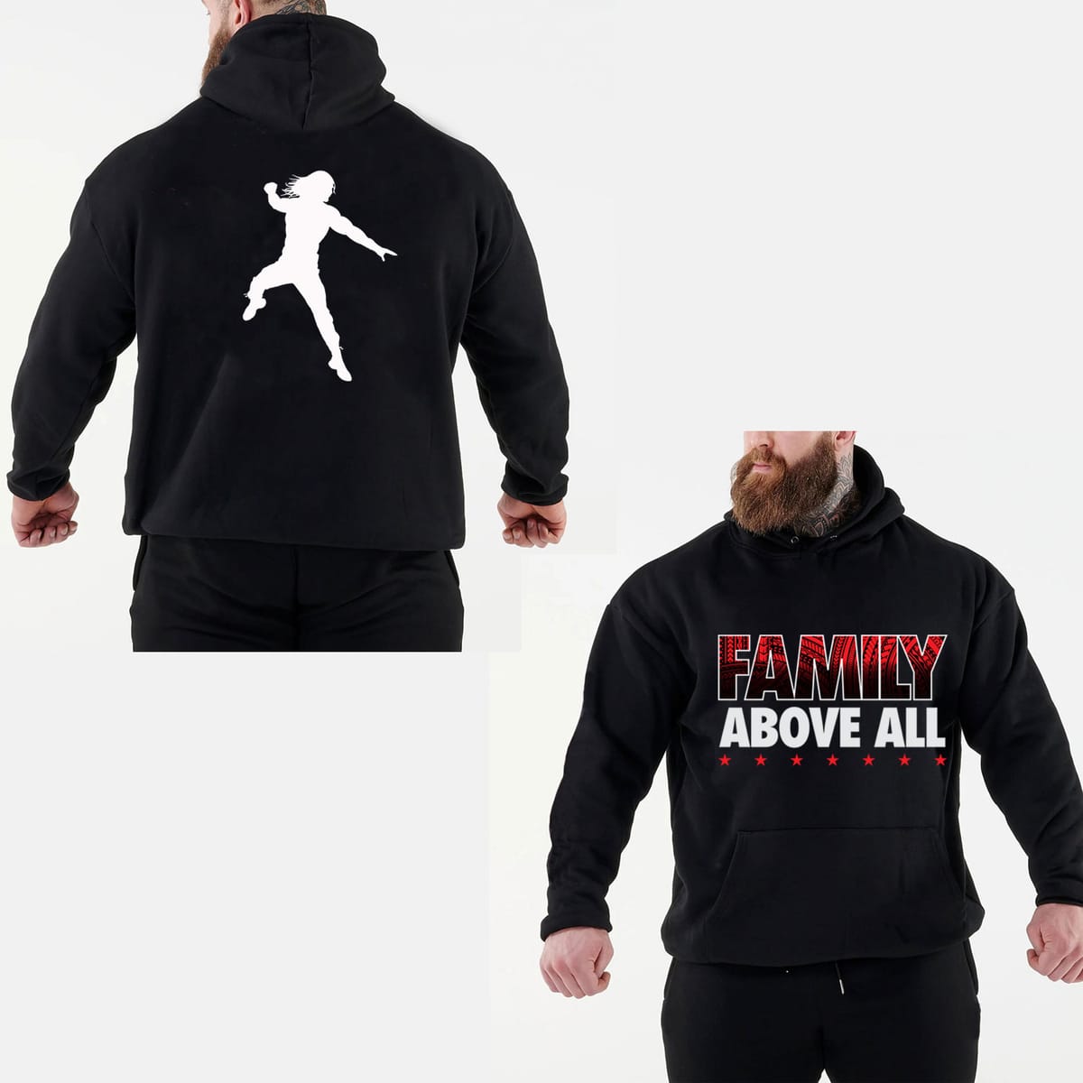 2024 Autumn/Winter New Hot Famous Wrestler Roman Reigns Men's Black Hoodie Street Sports Casual Pullover