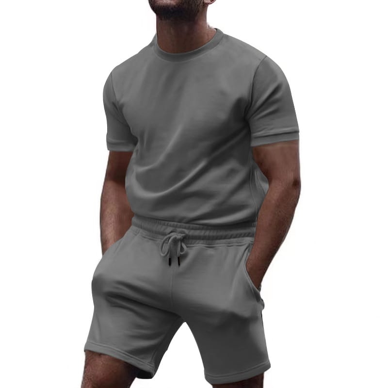 2024 New Men's Solid Color Short Sleeved T-Shirt Shorts Summer Casual Jogging Set Men's Two-Piece Quick Drying Set ME2-MA1