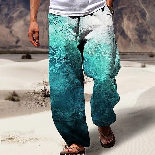 Geometric Printed Loose Pants Personalized Retro 2024 Wide Leg Pants Animal Printed New Seasonal Men's Casual Floor Mop PantsWR6