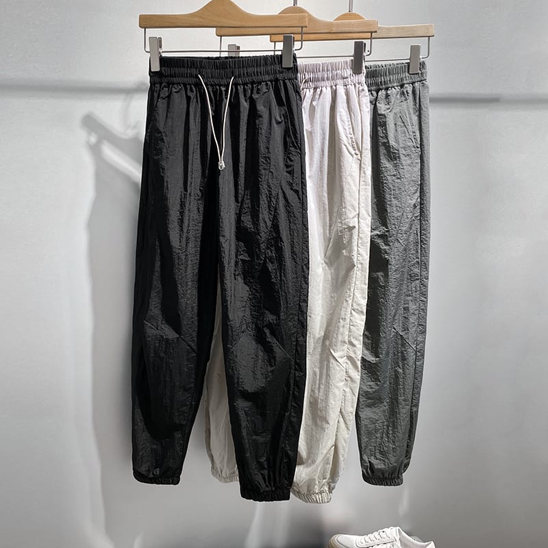 Men Korean Style Straight Pants Fashion Men's Thin Ice Silk Pants Joggers Loose Casual Straight Trousers Solid Pants W67