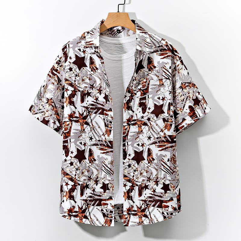 New Men's Large-size Base Shirt Loose Short-sleeved T-shirt All Printed T-shirt