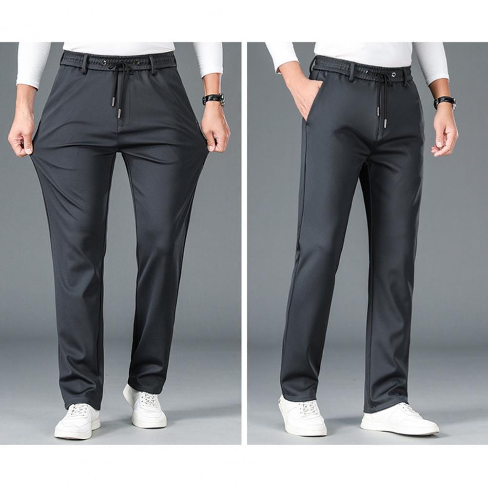 Men Plus Size Trousers Men's Breathable Drawstring Sweatpants with Elastic Waist Side Pockets for Daily Wear Sports Travel Solid