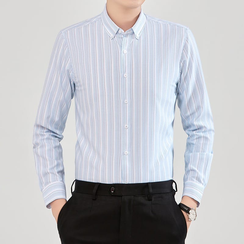 2023 Autumn New Business Casual Versatile Striped Men's Long Sleeve Shirt Shirts for Men